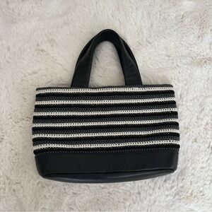 The SAK chic black and white stripped leather and light weave small purse🐚